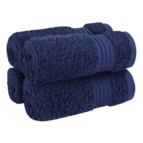 Cotton Paradise 100% Cotton 4 Piece Washcloths, Soft Absorbent Small Hand Face Towels Wash Rags for Body, Navy Blue