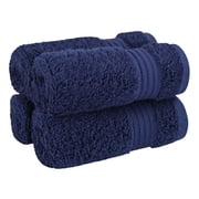 Cotton Paradise 100% Cotton 4 Piece Washcloths, Soft Absorbent Small Hand Face Towels Wash Rags for Body, Navy Blue