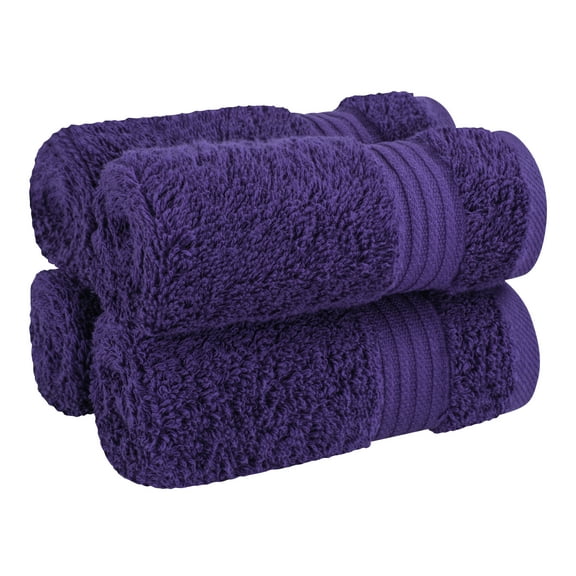 Cotton Paradise 100% Cotton 4 Piece Washcloths, Soft Absorbent Small Hand Face Towels Wash Rags for Body, Purple