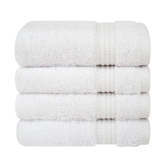 Cotton Paradise 100% Cotton 4 Piece Washcloths, Soft Absorbent Small Hand Face Towels Wash Rags for Body, White