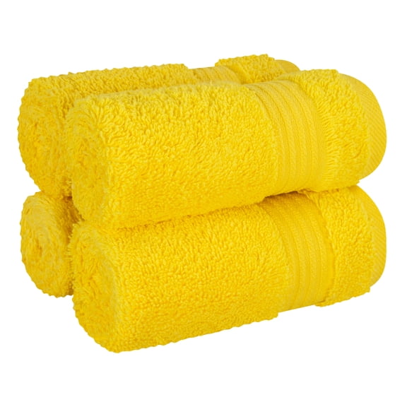 Cotton Paradise 100% Cotton 4 Piece Washcloths, Soft Absorbent Small Hand Face Towels Wash Rags for Body, Yellow