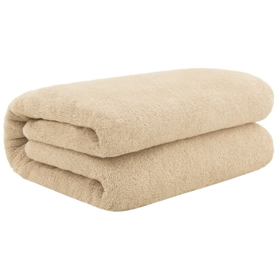 Cotton Paradise 100% Cotton 40 by 80 inches Bath Sheet, Soft Absorbent Quick Dry Towels for Bathroom, Beige