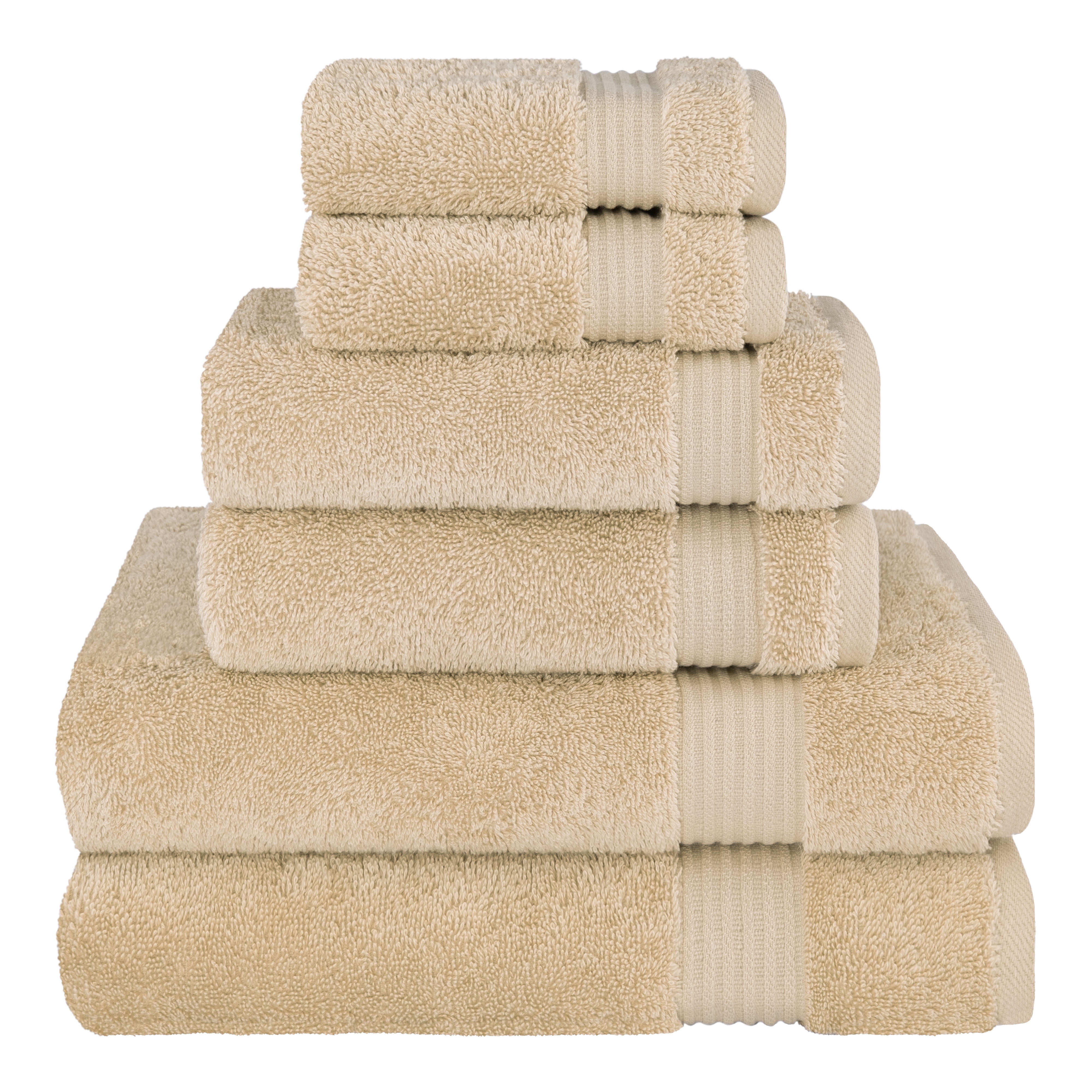 Cotton Paradise 100% Cotton 6 Piece Towel Set, Soft Absorbent Quick Dry Towels for Bathroom, Beige