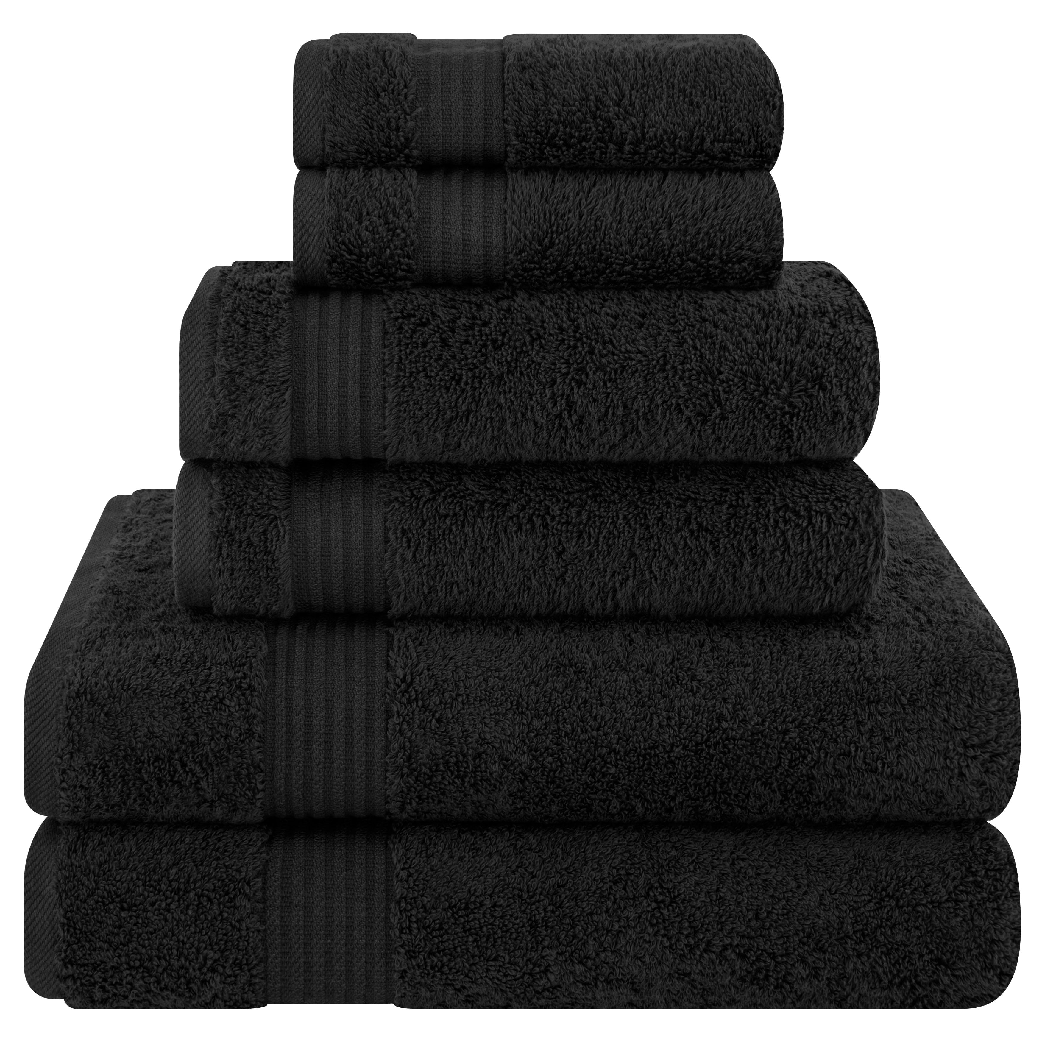 Cotton Paradise 100% Cotton 6 Piece Towel Set, Soft Absorbent Quick Dry Towels for Bathroom, Black