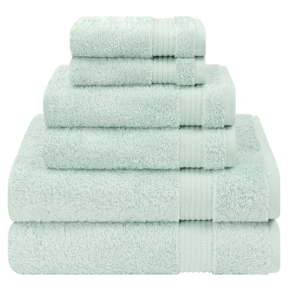 Cotton Paradise 100% Cotton 6 Piece Towel Set, Soft Absorbent Quick Dry Towels for Bathroom, Mint
