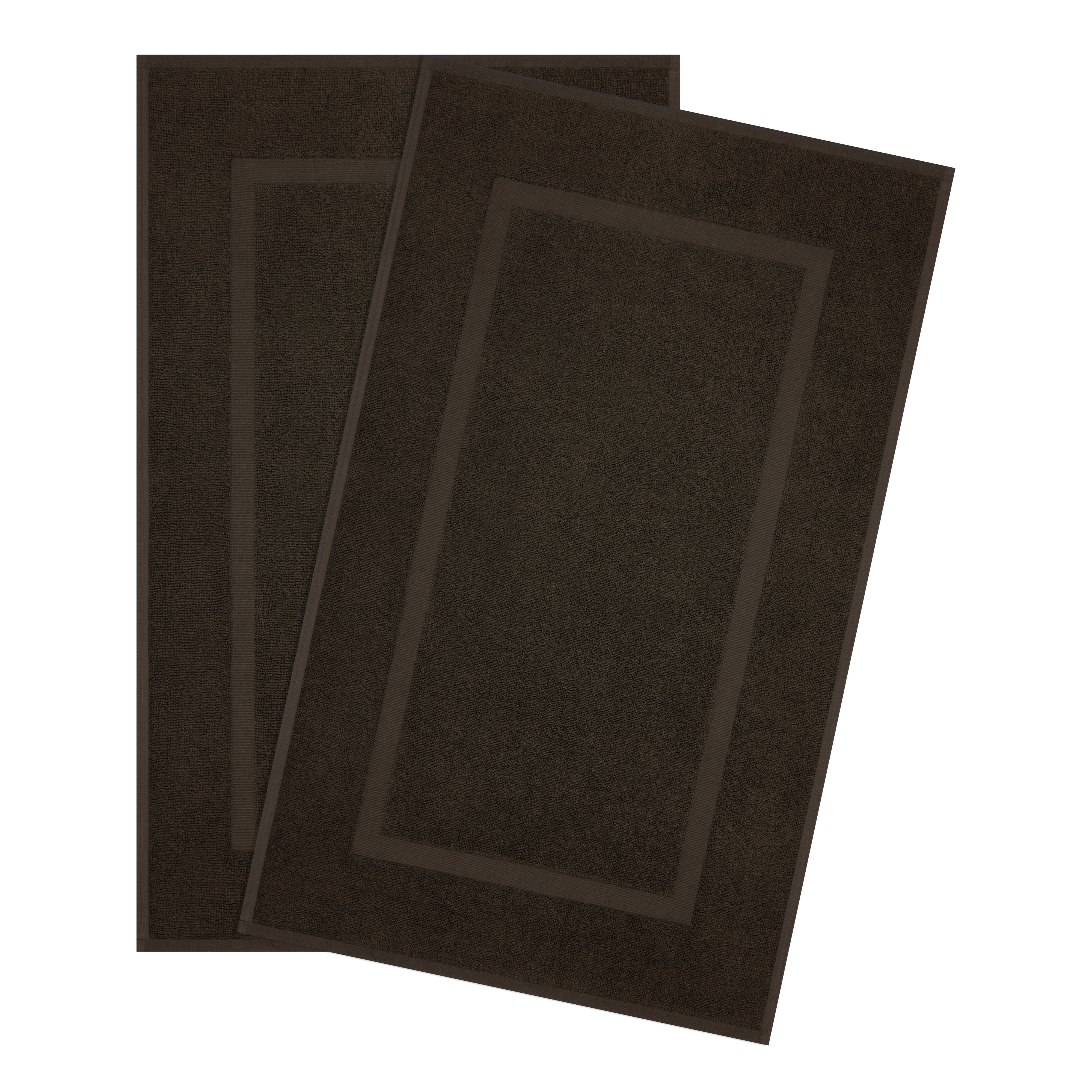 Cotton Paradise 100% Cotton Bath Mats for Bathroom Floor Set of 2 Pack, 20x34 Soft Absorbent Washable Quick Dry Tub Bathmat, Brown