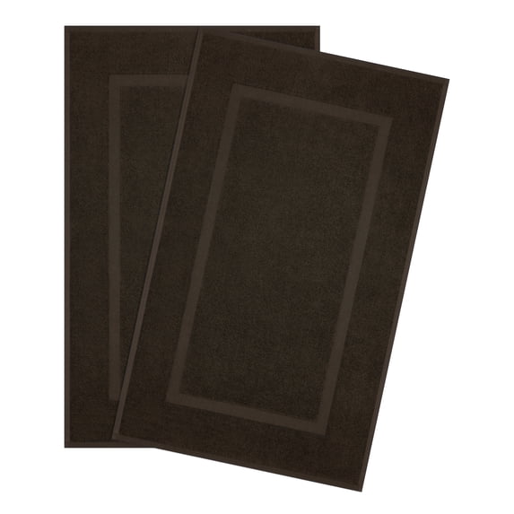 Cotton Paradise 100% Cotton Bath Mats for Bathroom Floor Set of 2 Pack, 20x34 Soft Absorbent Washable Quick Dry Tub Bathmat, Brown