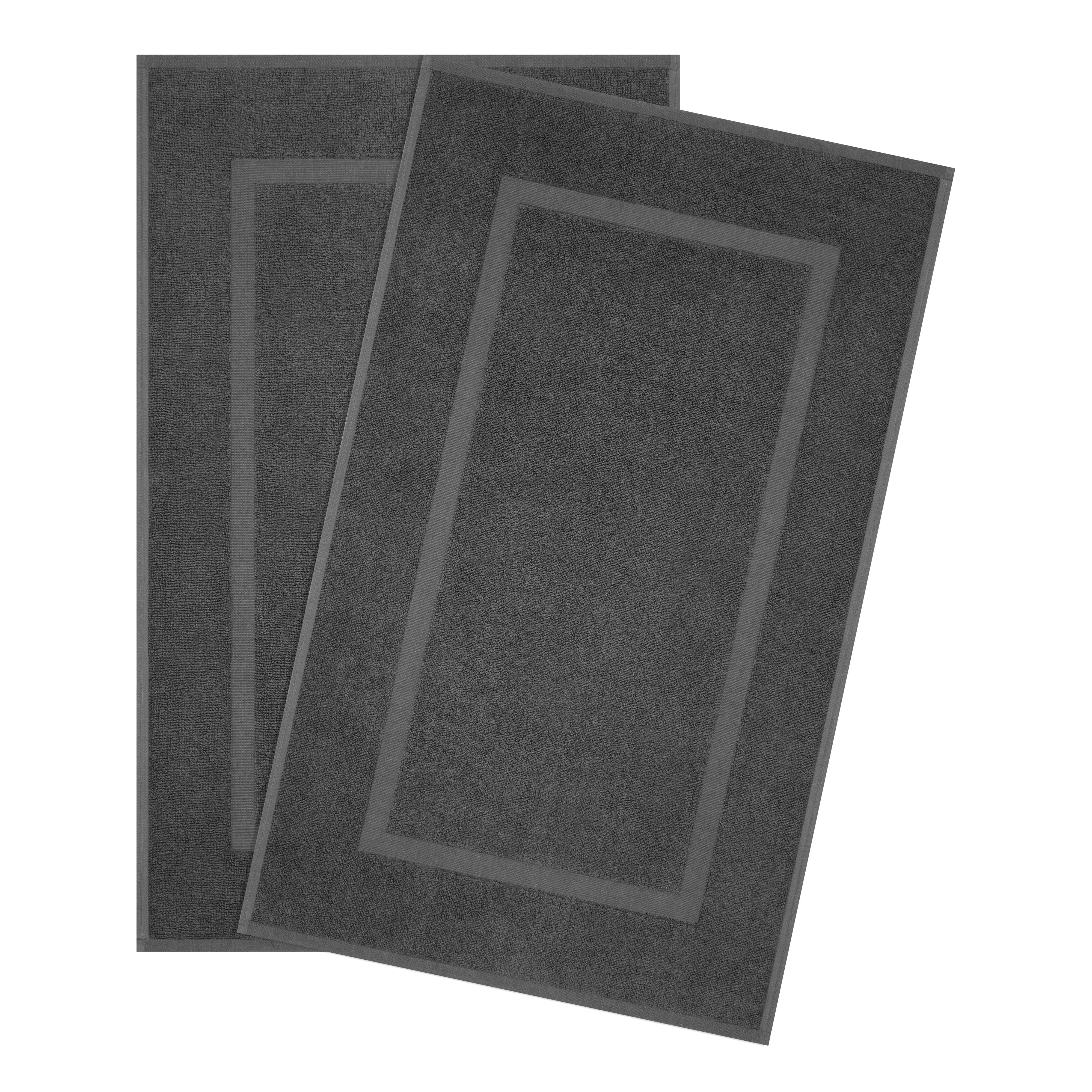 Cotton Paradise 100% Cotton Bath Mats for Bathroom Floor Set of 2 Pack, 20x34 Soft Absorbent Washable Quick Dry Tub Bathmat, Gray