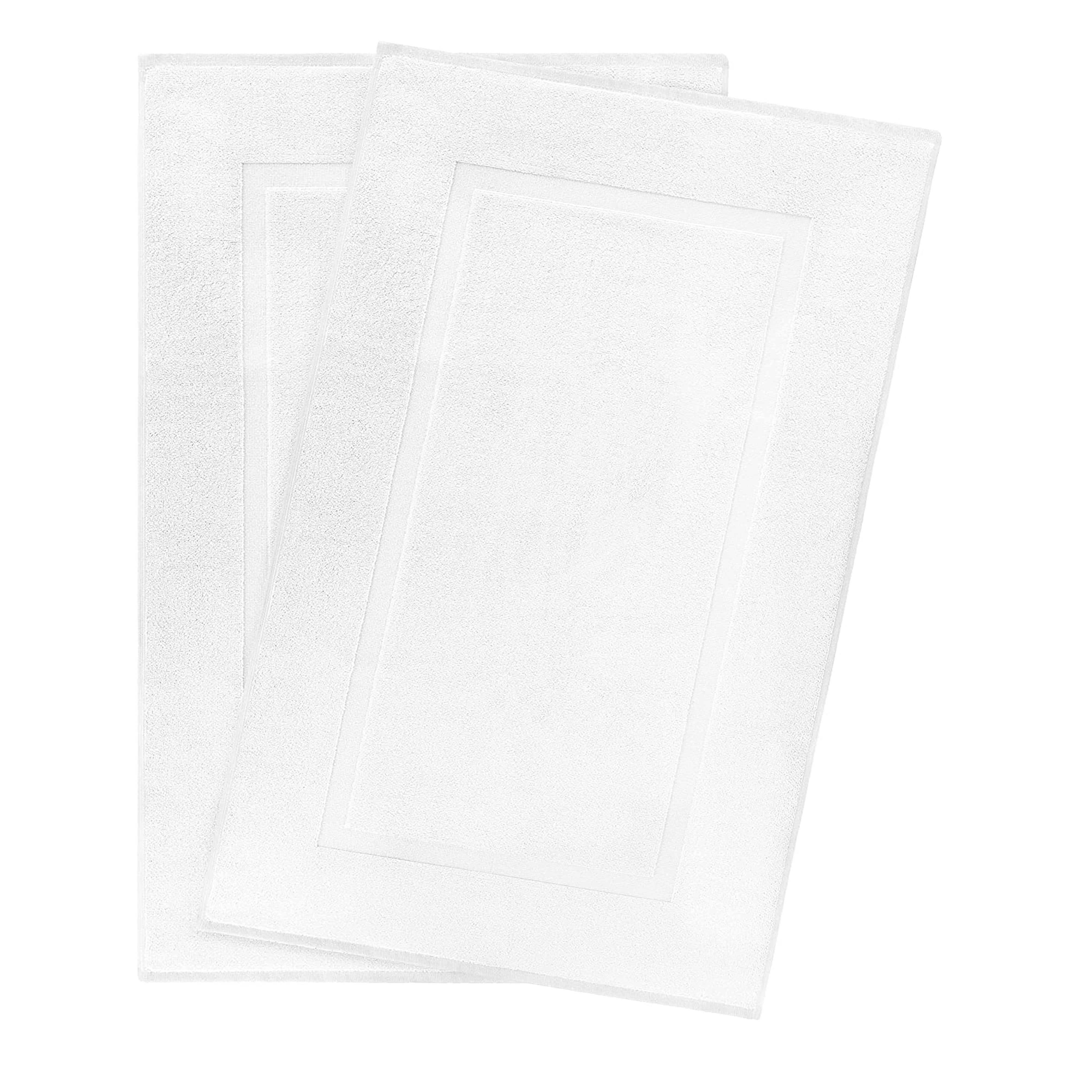 Cotton Paradise 100% Cotton Bath Mats for Bathroom Floor Set of 2 Pack, 20x34 Soft Absorbent Washable Quick Dry Tub Bathmat, White