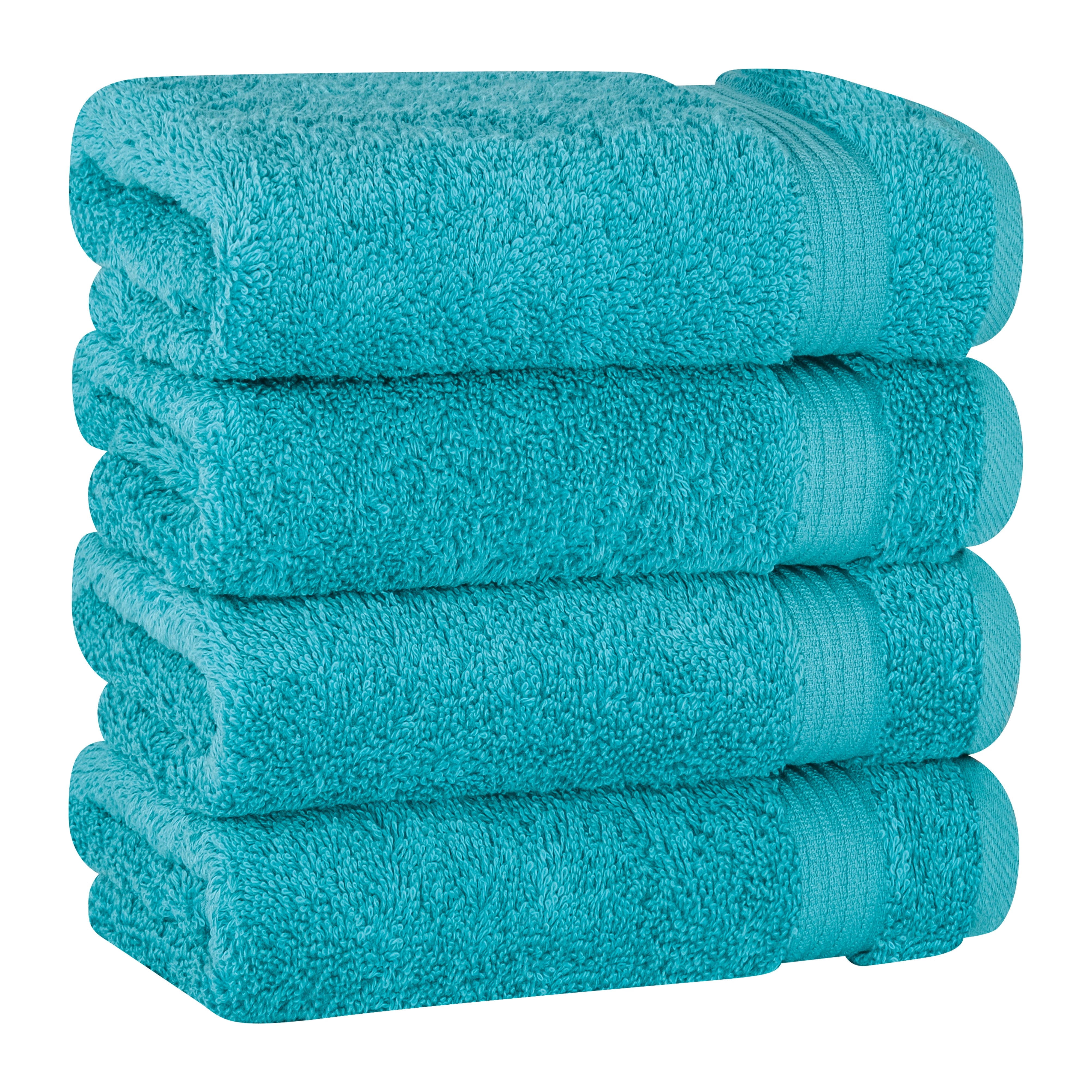 Cotton Paradise 100% Cotton Turkish 4 Piece Hand Towel Set, Soft Absorbent Face Towels Clearance Set, Aqua Blue
