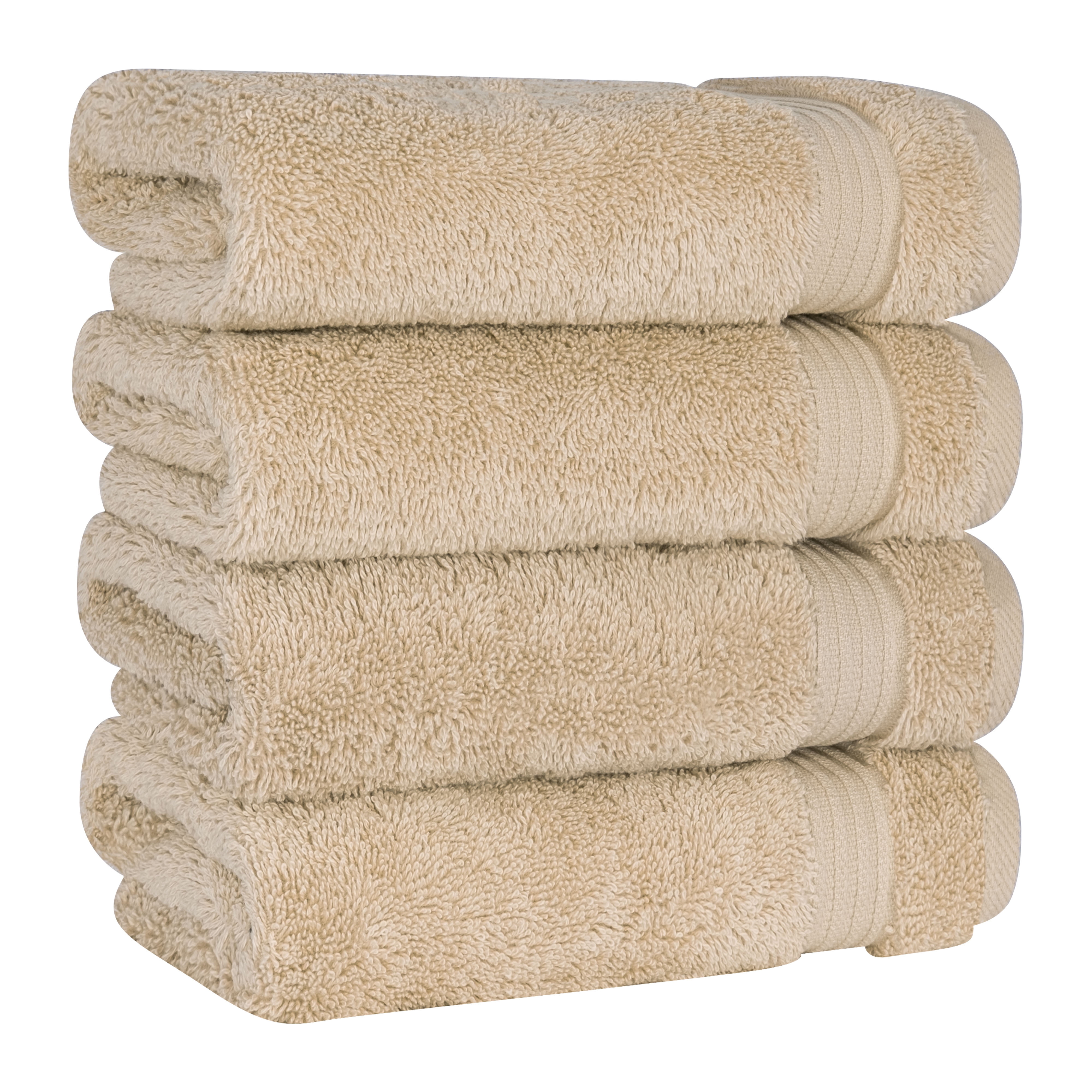 Cotton Paradise 100% Cotton Turkish 4 Piece Hand Towel Set, Soft Absorbent Face Towels Clearance Set, Beige