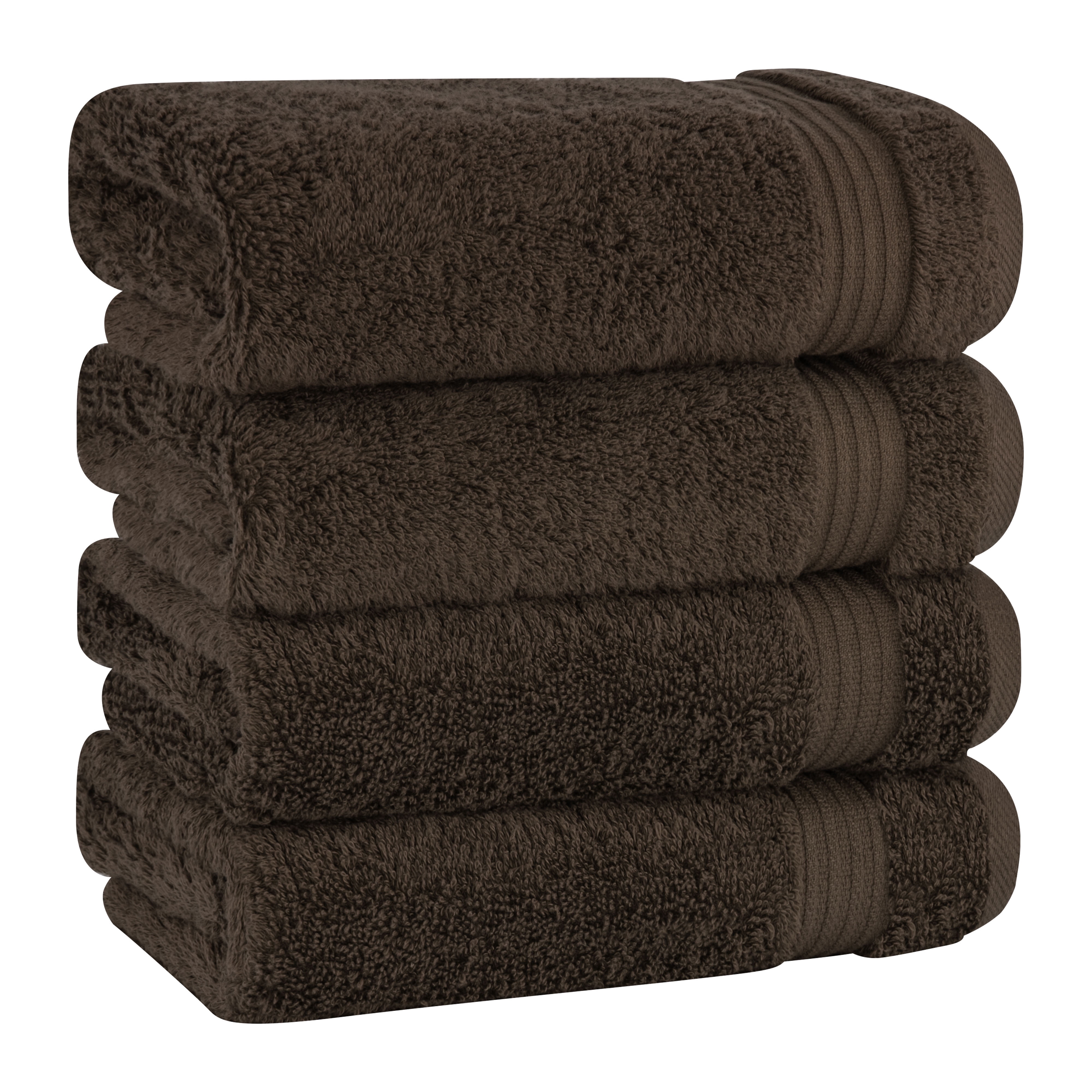 Cotton Paradise 100% Cotton Turkish 4 Piece Hand Towel Set, Soft Absorbent Face Towels Clearance Set, Brown