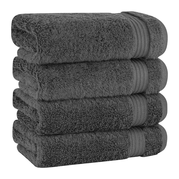 Cotton Paradise 100% Cotton Turkish 4 Piece Hand Towel Set, Soft Absorbent Face Towels Clearance Set, Dark Gray