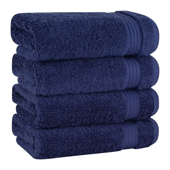 Cotton Paradise 100% Cotton Turkish 4 Piece Hand Towel Set, Soft Absorbent Face Towels Clearance Set, Navy Blue