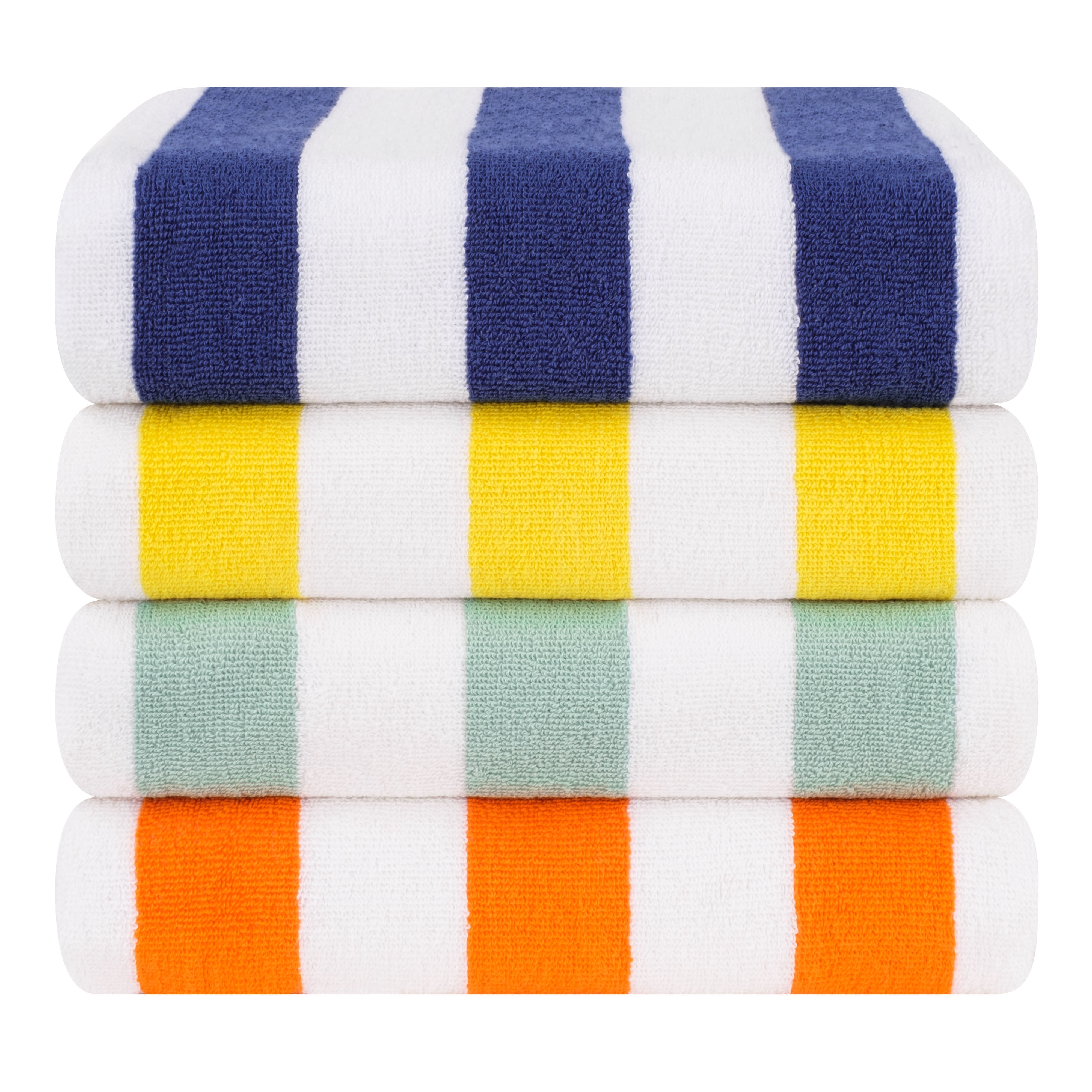 Cotton Paradise, Cabana Stripe Beach Towels 4 Packed, 100 % Cotton Extra Large Pool Towels, Oversized Swim Towels, Soft Absorbent Quick Dry, Mix