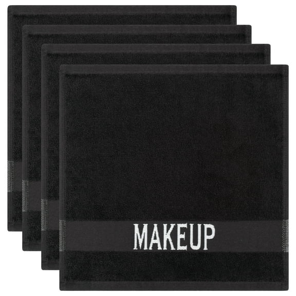 Cotton Paradise Makeup Remover Towels 4 Pack 100% Cotton 12x12 Inch Turkish Makeup Removal Face Cloths for Washing Face Cotton Soft Black Makeup Towel
