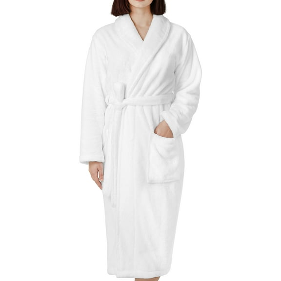 Cotton Paradise Mens and Womens Robe, Warm Fleece Unisex Bathrobes, Soft Plush House Robes, X Small-Small, Cotton White