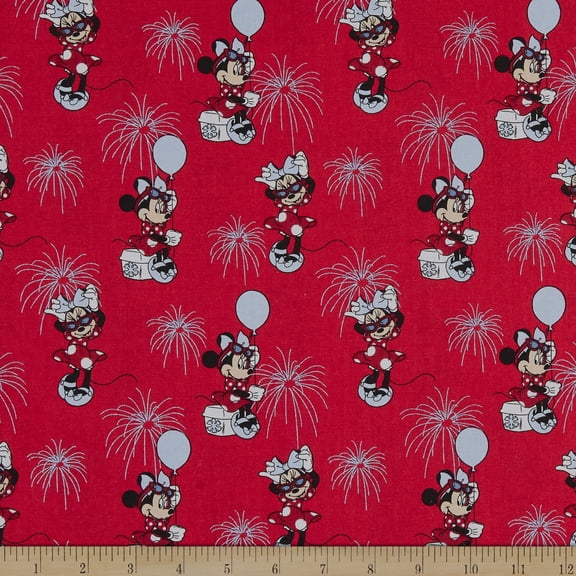 Cotton Patriotic Minnie Allover USA America Fireworks Cartoon Mouse Officially Licensed by Springs Creative Cotton Fabric Print by the Yard (69577-D650715)