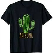 Cotton Pattern & Letters Printed T-Shirt Arizona Cactus AZ Souvenir T-Shirt