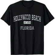 Cotton Pattern & Letters Printed T-Shirt Hollywood Beach Florida FL Vintage T-Shirt