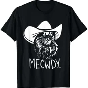 Cotton Pattern & Letters Printed T-Shirt Meowdy Texas Cat Meme T-Shirt