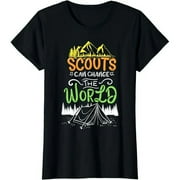 Cotton Pattern & Letters Printed T-Shirt Scout Scouts Camp Mountains T-Shirt