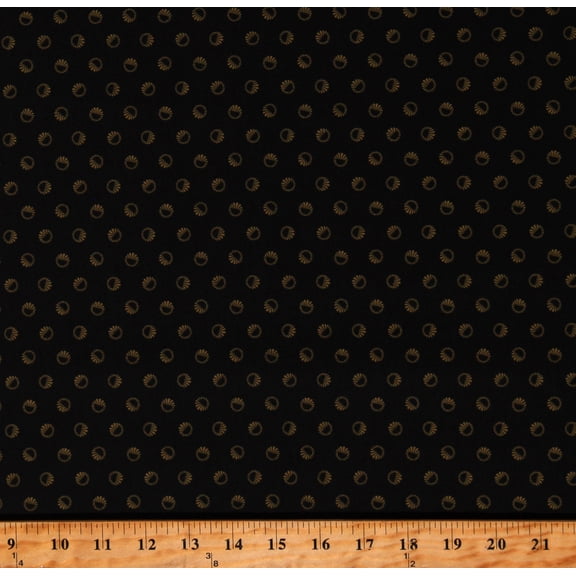 Cotton Paula Barnes Dots Circles Patterned Designs Historical Black Cotton Fabric Print by the Yard (R220312-BLACK)