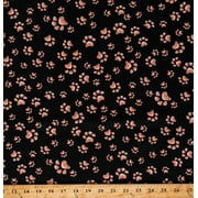 Cotton Pawprints Paw Prints Dogs Animals Fun Paws Black Cotton Fabric Print by the Yard 692-297