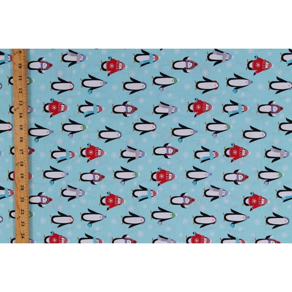 Cotton Penguins Winter Gear Hot Coco Penguin Pals Cotton Fabric Print by the Yard (09870-05)