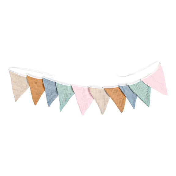 Cotton Pennant Banner Flags Triangle Streamers for Baby Playroom Decor Kids Jungle Woodland Camper Birthday Baby Shower Party Decorations