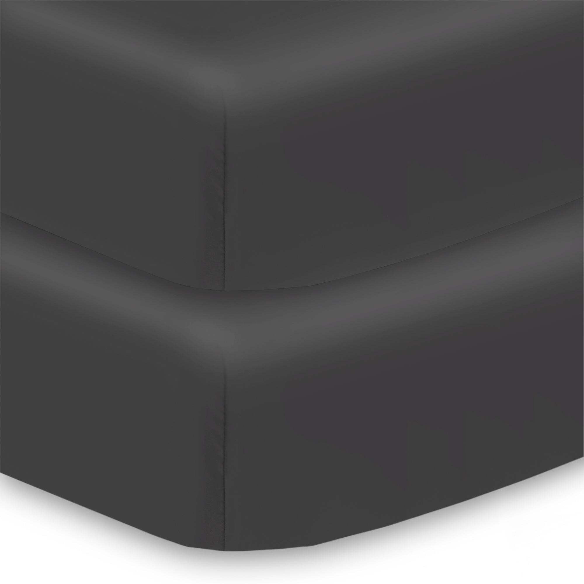 BreathableBaby Cotton Percale Fitted Sheet, For 52" x 28"/132 x 71 cm Crib Toddler Bed Mattress, Black (2-Pack)