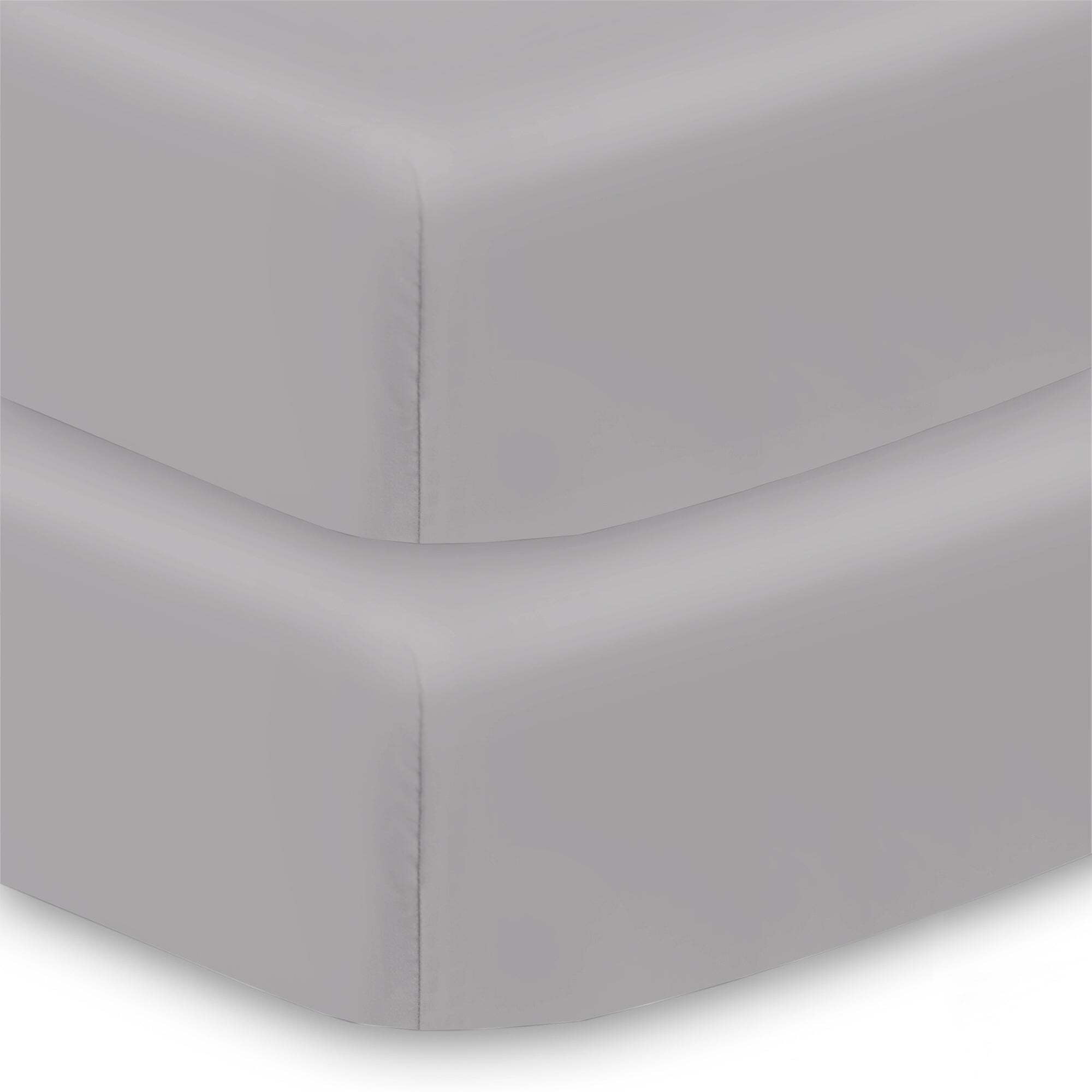 BreathableBaby Cotton Percale Fitted Sheet, For 52" x 28"/132 x 71 cm Crib Toddler Bed Mattress, Gray (2-Pack)