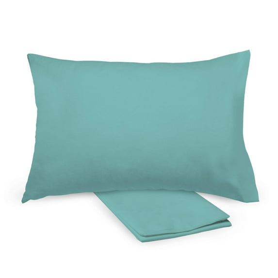 BreathableBaby Cotton Percale Pillowcase, For 13" x 18"/33 x 46 cm Toddler Pillow, Aqua (2-Pack)