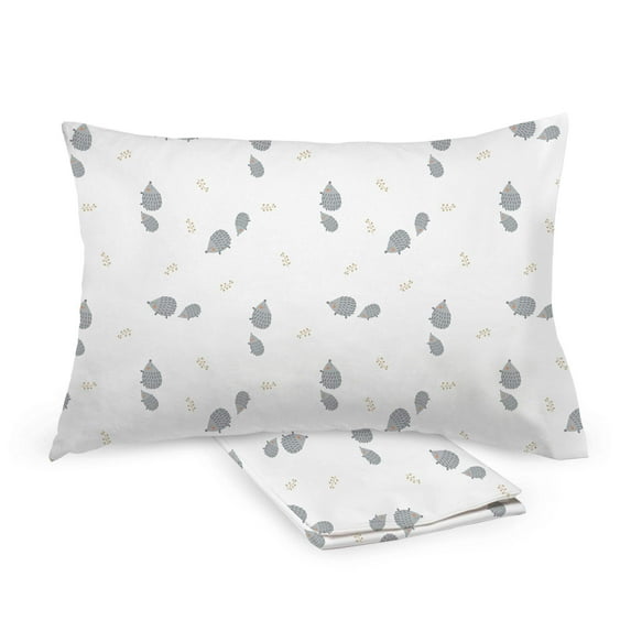 BreathableBaby Cotton Percale Pillowcase, For 13" x 18"/33 x 46 cm Toddler Pillow, Hedgehogs (2-Pack)