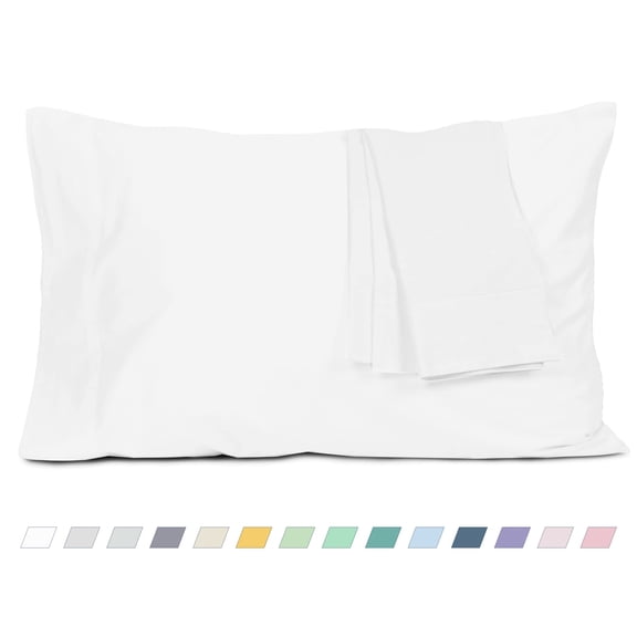 Standard Queen Size Pillow Cases 2-Pack, 100% Cotton Percale Weave Cooling Pillow Covers for Adults Kids, OEKO-TEX Certified, White
