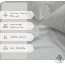 Cotton Percale Sheets King Size, White, Deep Pocket, 4 Pieces Set - 1 Flat, 1 Deep Pocket Fitted Sheet and 2 Pillowcases, Crisp Cool and Strong Bed Linen