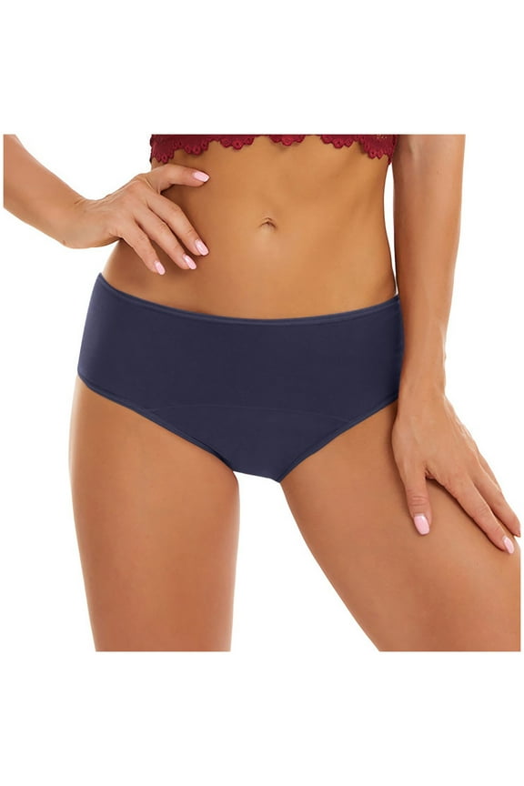 Cotton-Period Underwear for Women Low Rise Postpartum Menstrual Leakproof Reusable Panties Solid Soft Stretchy Full-Coverage Hipster Briefs