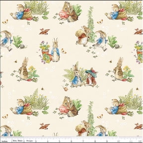 Cotton Peter Rabbit and Benjamin Bunny Main Cream Children's Book Stories Officially Licensed by Riley Blake Cotton Fabric Print by the Yard (CD17250-CREAM)