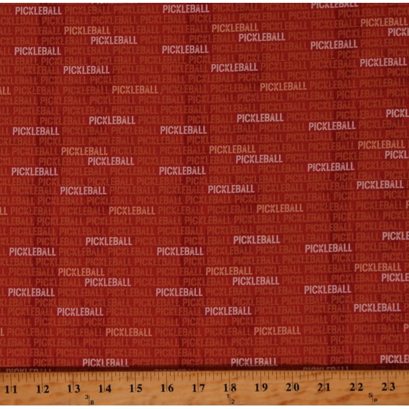 Cotton Pickleball Sports Words Script Fabric Rust Cotton Fabric Print by the Yard (PCHA-05269-I)