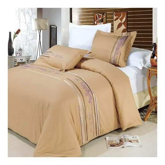 Cotton Pillow Shams Set of 2 - 210 Thread Count Standard Size, Embroidered Decorative Pillowcases, 100% Cotton for Bedding, Cecilia Tan