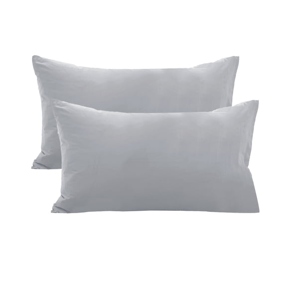 Cotton Pillowcases - Standard Size19x30 and Crisp Cool Percale Weave Sleeping Pillow Covers Set of 2 - Gray