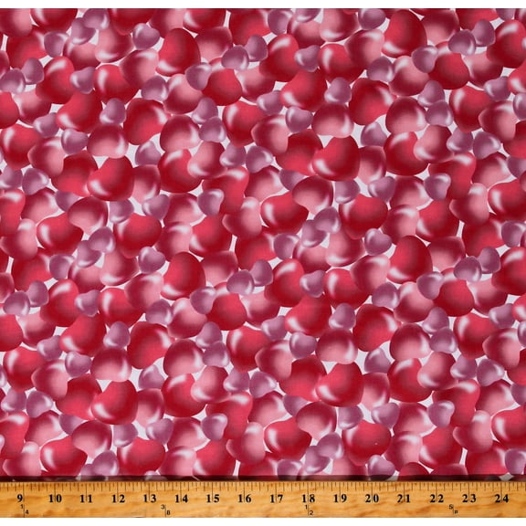 Cotton Pink Bubble Hearts Valentine's Day Love Cotton Fabric Print by the Yard (120616)