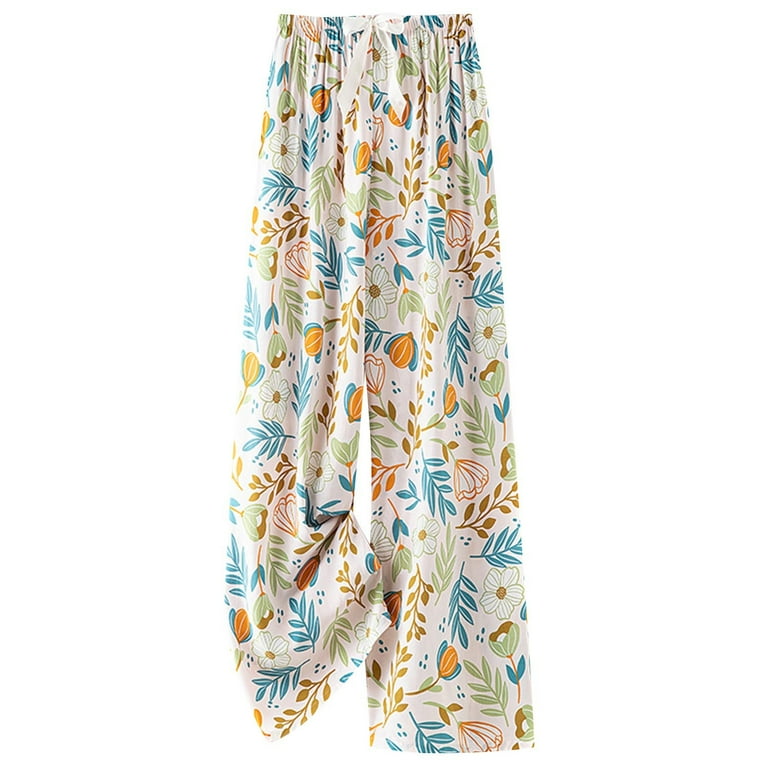 College Vacation Print Flounce Boot Cut High Waist Type A Full Print Bottoms College Vacation Print Flounce Boot Cut High Waist Type A Full Print Bottoms