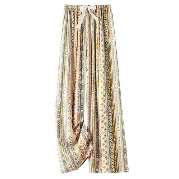 Cotton Pj Pants for Women Wide Leg Funny Print Capri Pajama Pants Lounge Sleep Causal Bottoms Cropped Trousers (One Size, Multicolor)