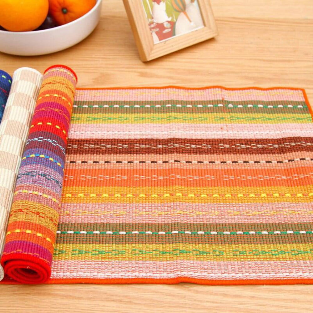 Cotton Placemats Colorful Placemats Braided Ribbed Durable Table Mats
