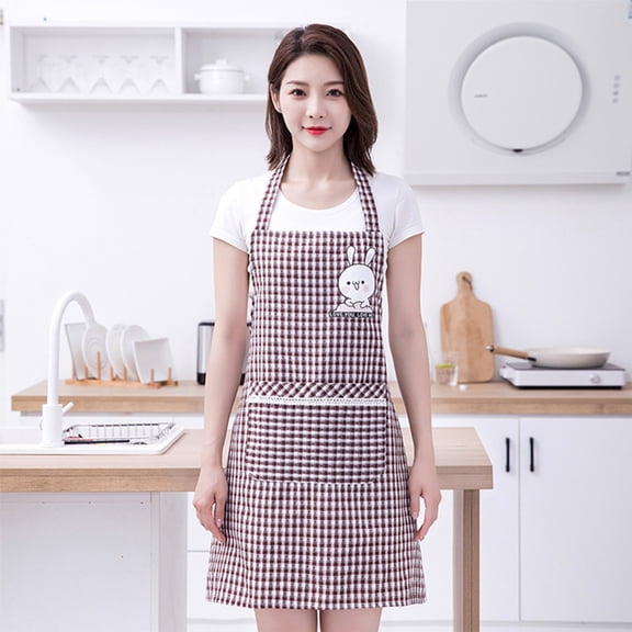 Cotton Plaid Apron for Adults with Large Pockets,Oil-Resistant Kitchen Apron,Adjustable Waist & Neck Straps,Breathable & Durable Cooking Apron for Women & Men,Home Chef Apron,32x25 Inches