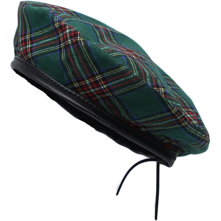 Cotton Plaid Beret Hat Tartan Check French Beanie Cap  display picture 1