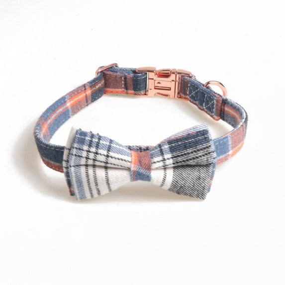 Cotton Plaid Bow Tie Dog Collar , Quick Release Buckle, Cotton Adjustable Collars for Small Medium Large Dogs