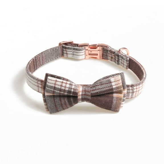 Cotton Plaid Bow Tie Dog Collar , Quick Release Buckle, Cotton Adjustable Collars for Small Medium Large Dogs