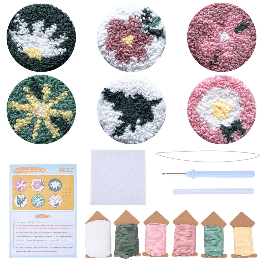 Cotton Plastic Iron Punch Needle Kits Mixed Shapes 156x158x0.3mm